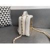 Chanel Lambskin & Gold Metal Clutch White AP2393