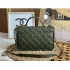 Chanel 22k Calfskin & Gold-Tone Metal Green Bag