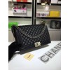 Chanel 30cm large boy bag black caviar leather with silver&gold hardware