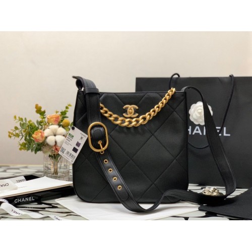 Chanel Calfskin Hobo Bag Black