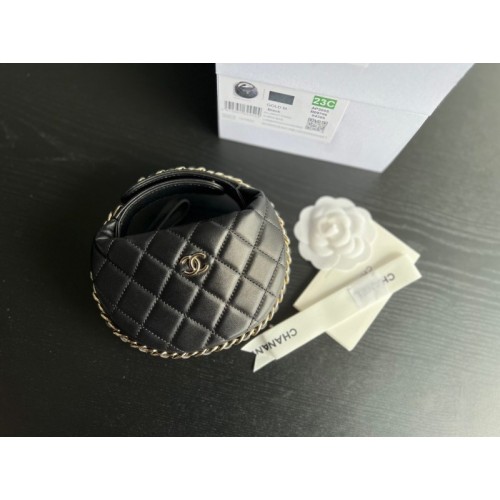 Chanel black lambskin pouch