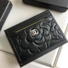 Chanel black rose silver card holder