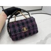 Chanel 19 flap tweed pink black bag 26cm