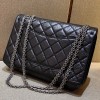 Chanel all black 2.55 medium size leather bag