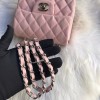 Chanel 17CM Mini Flap Pink Bag Caviar Leather With Gold&Silver Hardware