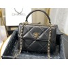 Chanel lampskin trendy handle flap bag black 25cm