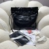 Chanel all black leather tote shopping medium bag