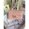 Chanel grained calfskin top handle flap bag new pink 20cm