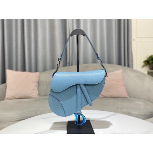 Dior blue saddle 26cm bag