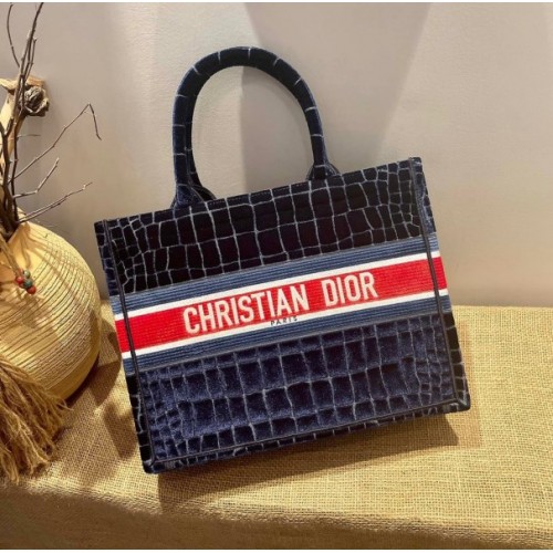 Dior Tote Book Blue Velvet 36cm