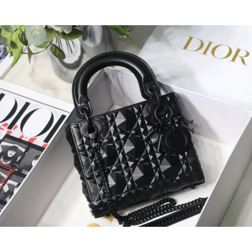 Dior Lady Diamond Motif Black Mini Bag