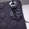 Dior Lady Mini Lambskin Bag Matte Dark Blue 17cm