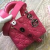 2017 Dior LADY DIOR lambskin badge Diana package rose red