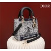 Dior Medium Lady Blue Satin with Bead Embroidery Bag
