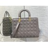 Dior large lady dior gray lambskin 32cm bag