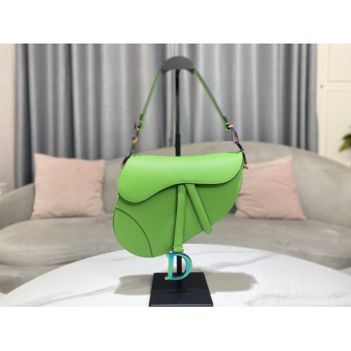 Dior green saddle 26cm bag