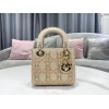Dior Mini Lady Platinum Metallic Lambskin Bag