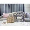 Dior Mini Lady Platinum Metallic Lambskin Bag