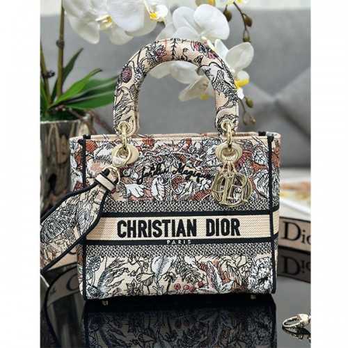 Dior Lady Medium Jardin Magique Embroidery Bag