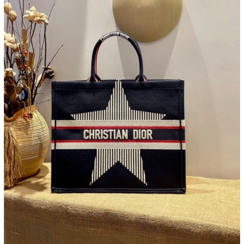 Dior Tote Book Emroided Blue Star 41 cm