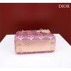 Dior Small Lady Dior Pink Satin with Bead Embroidery Bag