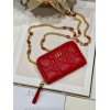 Dior caro wallet chain in red