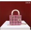 Dior Small Lady Dior Pink Satin with Bead Embroidery Bag