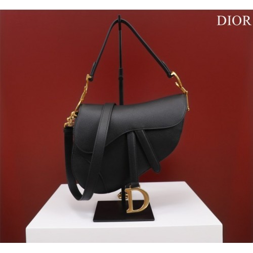 Dior Saddle black grained calfskin with strap bag