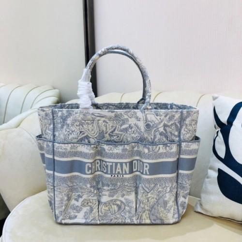 DIOR Book Tote Gray Design Embroidery 41cm