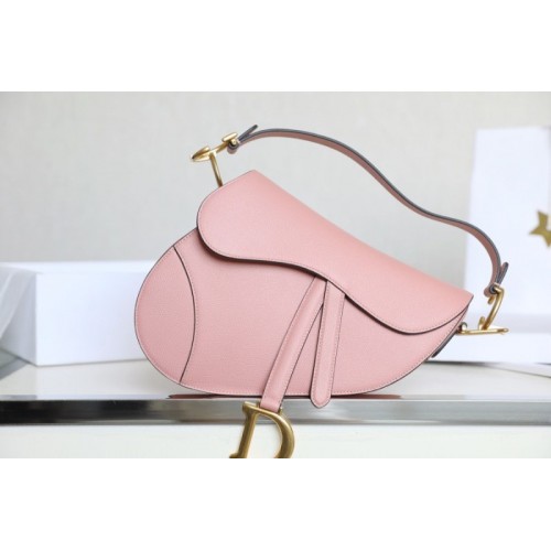 Dior Saddle Pink Leather Small 26cm Bag