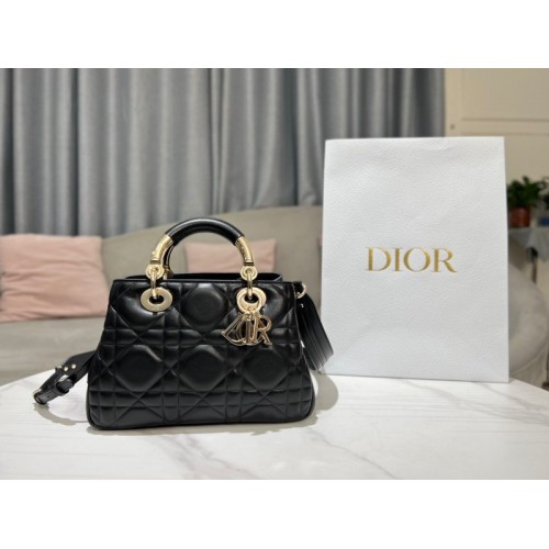 Dior The Lady 95.22 black cannage quilted leather gold bag