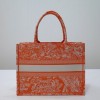 Dior Medium Book Tote Orange Reverse Embroidery