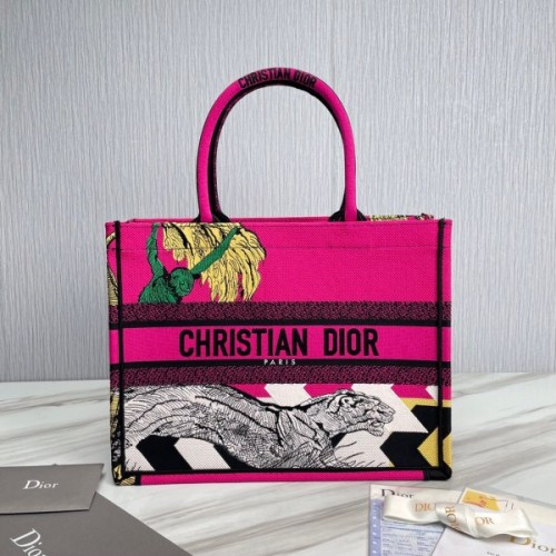 Dior Medium Pink Multicolor Toile De JouyEmbroidery Book Tote