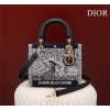 Dior Medium Lady Blue Satin with Bead Embroidery Bag