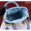 Dior lady raffia medium blue bag