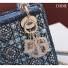 Dior Small Lady Dior Blue Satin with Bead Embroidery Bag