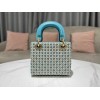 Lady Dior Mini Azure Blue Honeycomb Rhinestones Embroidery Bag