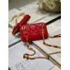 Dior caro wallet chain in red
