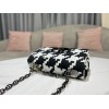 Dior small caro black and white macro fabric bag