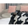 Dior small caro black and white macro fabric bag