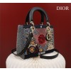 Dior Medium Lady Red Sun Satin with Bead Embroidery Bag