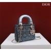 Dior Small Lady Dior Blue Satin with Bead Embroidery Bag