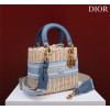 Dior lady raffia medium blue bag