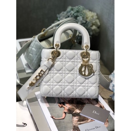 DIOR My ABCDIOR Lady White Lambskin Bag with Gold Hardware