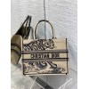 Dior medium book tote black tiger embroidery bag