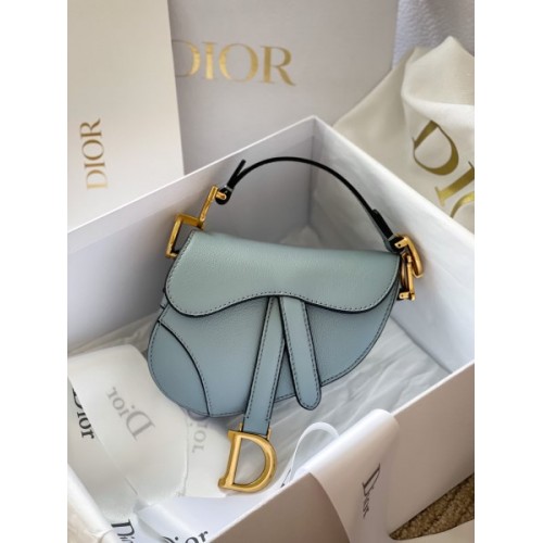 Dior Micro Saddle Mini Grained Leather in Blue