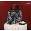 Dior Lady blue embroidered canvas hand bag