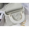 Dior Lady Diamond Motif White Mini Bag