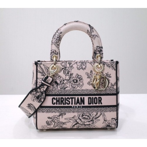 Dior lady D-lite medium pink nude multicolor bag