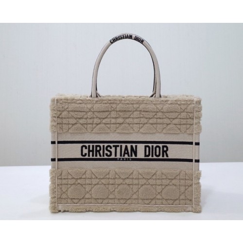 Dior Book Tote Beige Cannage Shearling 36cm